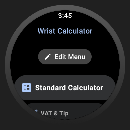 Calculator Menu